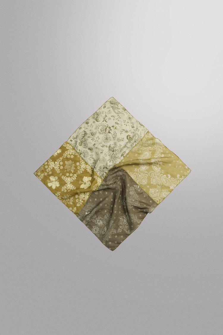 BANDANA PATCHWORK DE RAMI E ALGODÃO